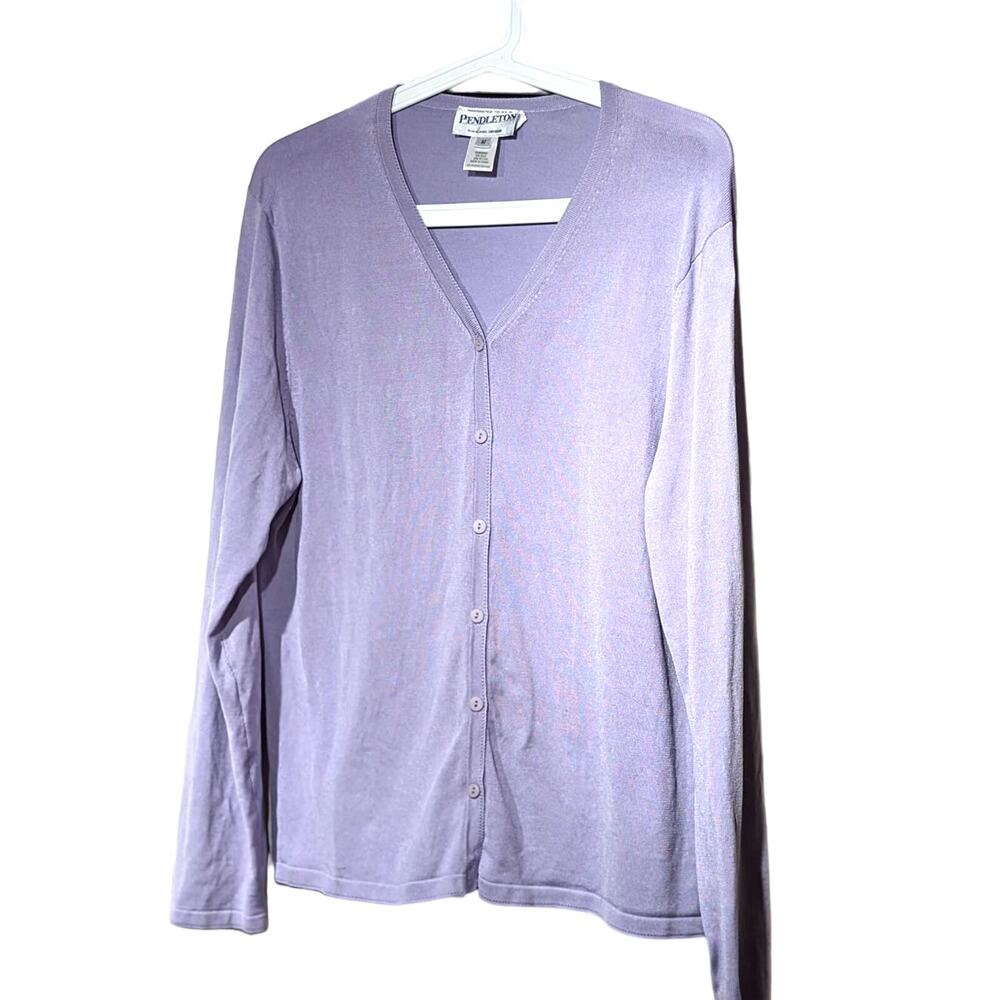 Pendleton Lavender Silk/Nylon Button Front Cardigan Womens Sz M